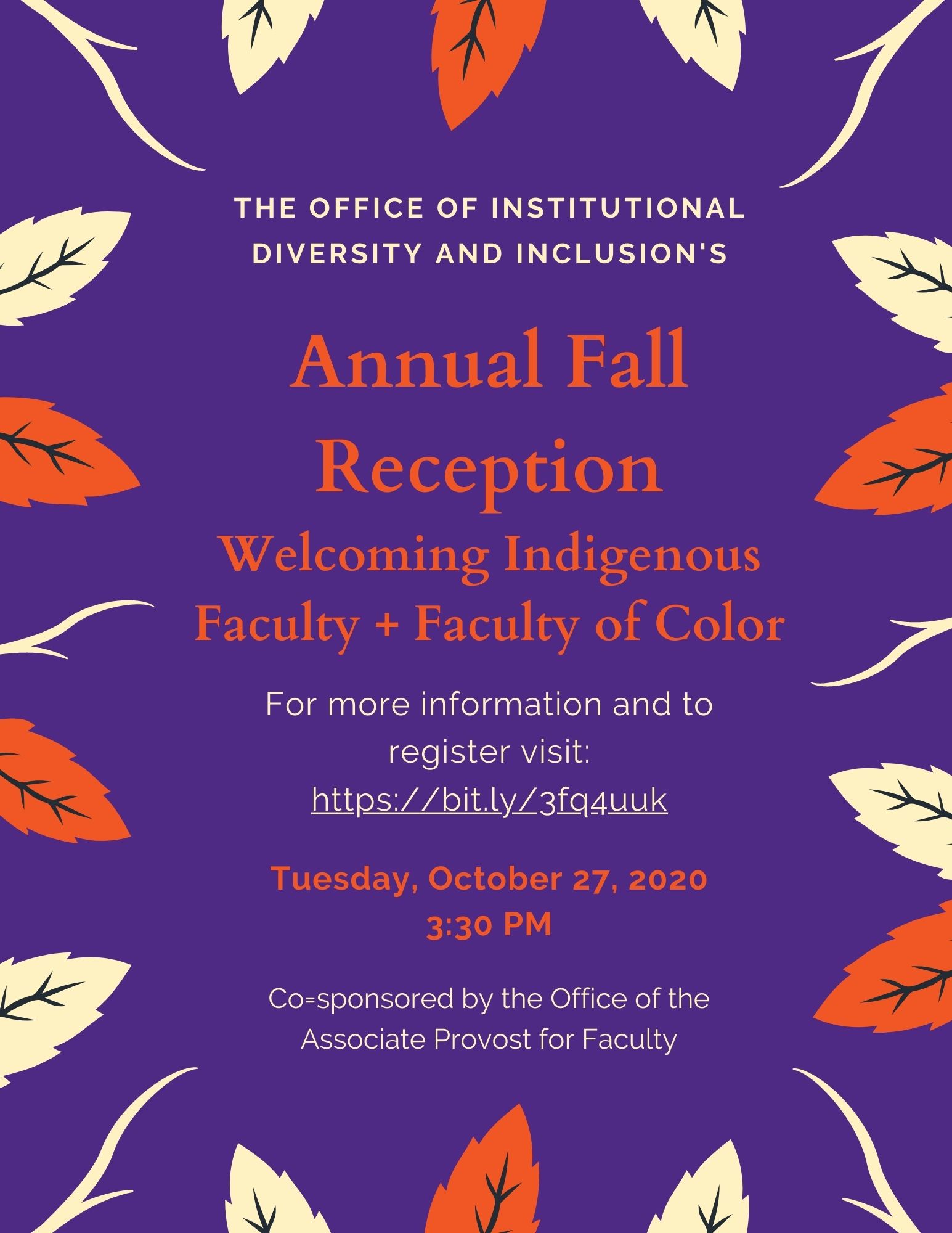 image of flyer fall reception for indigenous faculty
