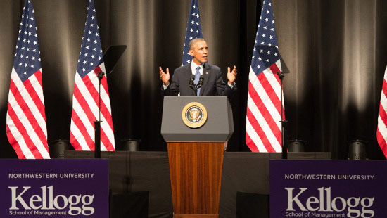 President Obama visits Northwestern.