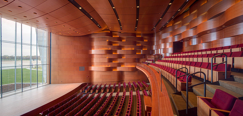 Picture of a recital hall inside the new music building